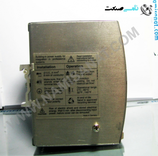 DN2114/ POWER SUPPLY/24VDC/20A, DN2114,DN211,DN21,DN2,DN,D, ,نامی صنعت,تجهیزات صنعتی برق صنعتی,namisanat,نامی صنعت,تجهیزات صنعتی,نمایندگی فروش سایر برند ها,نمایندگی فوش ایر برند های ABB,IFM,Evaluation systems, power supplies,Evaluation, systems, power, supplies,DN2114/ POWER SUPPLY/24VDC/20A,Switched-mode power supply 24 V DC, autorange, Primary switched, mode Output current 20 A, regulated,Application regulated power supply for sensors, actuators, evaluation electronics and plcs,Housing materials aluminum, Installation rail TH35 (to EN 60715, Weight [kg] 1.861,Ind.automation,اتوماسیون صنعتی,Input voltage range [V] 85...132 AC / 184...264 AC, Nominal voltage [V] 115 / 230 AC, Nominal frequency [Hz] 47...63, Output voltage [V] 24...28 DC, ±2% *), Output current [A] 20, Residual ripple [%] < 0.1, Switch-on peak current [A] < 85, Efficiency [%] 90, Short-circuit protection yes, Overload protection yes, Power-on delay time [ms] < 80, Mains buffering time [ms] 15 / 30, Protection class I, Overvoltage protection (OVP) [V] 33,