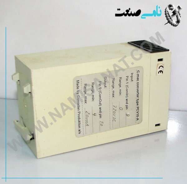 PCV10-A, PCV10-A,PCV10-,PCV10,PCV1,PCV,PC,P, ,نامی صنعت,تجهیزات صنعتی برق صنعتی,namisanat,نامی صنعت,تجهیزات صنعتی,نمایندگی فروش سایر برند ها,نمایندگی فوش ایر برند های ABB,IFM, ind.power,برق صنعتی , AC/DC current inputs from 15 µA to 10 A, AC/DC voltage inputs from 10 mV to 1500 V, Frequency monitoring up to 5 kHz, Analogue or pulse outputs, Galvanic separation, supply - input - output, DC supply or AC supply voltages up to 400 VAC,PCV10 is a multirange converter / isolation amplifier with current, voltage and pulse inputs and current, voltage, pulse or relay outputs. The unit is supplied with 3 current and 3 voltage input connections, which makes it possible to program any input range between 15 µA and 10 A or 15 mV and 1000VAC/1500 VDC. With DC-inputs it is possible to monitor both positive and negative signals. With AC inputs the converter monitors the RMS value of the signal, which means the signals are converted without any errors, no matter which shape they have. The unit can also be programmed with frequency input, where the same input connections are used. The frequency of the input signal is then monitored instead of the analogue level. You can select between 2 different output configurations: • Type A is supplied with analogue current output, programmable between 0 and 20 mA and analogue voltage output, programmable between -10 and +10 V. • Type B has the same outputs as type A, but in addition it is also supplied with pulse output, programmable to a maximum frequency of 10 kHz. The unit is supplied with 2 trimming potentiometers, which can be used to fine-adjust the metering range, if the unit is used with analogue outputs. In either case the potentiometers can be disabled and fixed values selected, if adjustment is not required. If you want, you can order the unit with specified metering ranges, or you can program it yourself, by means of the C-mac programming software for PC and a small interface to connect between the PC and the moduleو