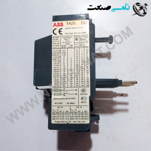 TA25DU, واردات قطعات ,PEPERL FUCHS نامی صنعت,تجهیزات صنعتی,نمایندگی فروش سایر برند ها,نمایندگی فوش ایر برند های ABB,NAMISANAT,IFM,پترو شیمی ,فولاد,شرکت بازرگانی,نامی ,صنعت, سسایر سیستم ها,سیستم ها ,وکانکتور,مانیتور  ind.electronics,الکترونیک صنعتی,Encoders MEASUREMENT ,&INSTRUMENT,اندازه گیری و ابزار دقیق ind.power,برق صنعتی , Induction welding,,جوش القایی, hydraulic-pneumatic,,هیدرولیک  TA25DU,TA25D,TA25,TA2,TA ABB,CONTACTOR,CONNECTOR,SOCKET,IND.POWER,thermal overload relay,NAMISANAT.CO,https:,,www.namisanat.com,per,,Contactor Relay,Block Contactor,Auxiliary Contact,Thermal Overload Relay, Electronic Overload Relay,CONNECTOR,OTHER CONNECTORS,Contactor relay and power contactor,Auxiliary switch,front-side auxiliary switch,screw terminal, for contactors,contactor relay,Magnet coil for contactors SIRIUS​​​​​​​,Contactor relay and power contactor,Auxiliary switch block, with screw terminal for contactor relays ای بی بی,کنتاکتور,کنتاکتور ای بی بی ,لوازم جانبی برای مینی کانکتور,کانکتور,کانکتور ای بی بی,سوکت,برق صنعتی,تماس کمکی,سوییچ کمکی,رله کنتاکتور و کنتاکتور برق ,سایر کانکتور ها,بی متال,رله اضافه بار الکترونیکی,رله کنتاکتور,رله اضافه بار حرارتی,